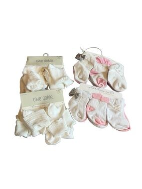 24 Pairs of Baby Girl Socks + Six Pairs of Baby Mittens Carter's Okie New NWT